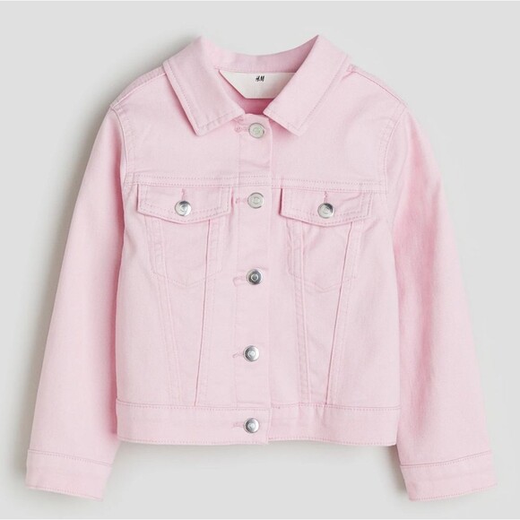 H&M Girls Light Pink Denim Cotton Easter Spring Summer Jacket Size 10 NEW - Picture 1 of 15